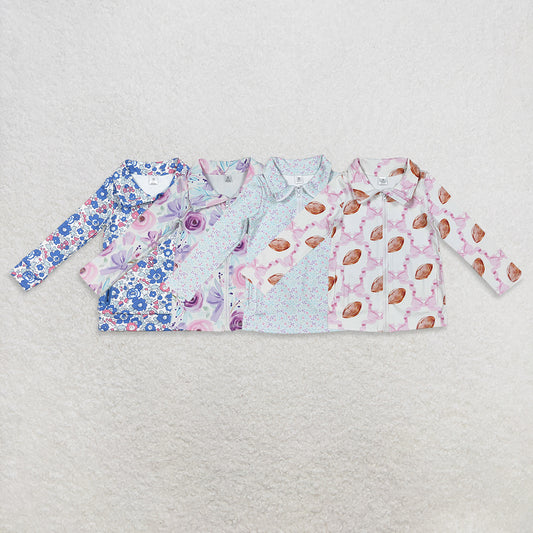 RTS NO MOQ Sibling Baby Girls clothes yoga Zipper Stand Collar Pullover Long Sleeve Tops