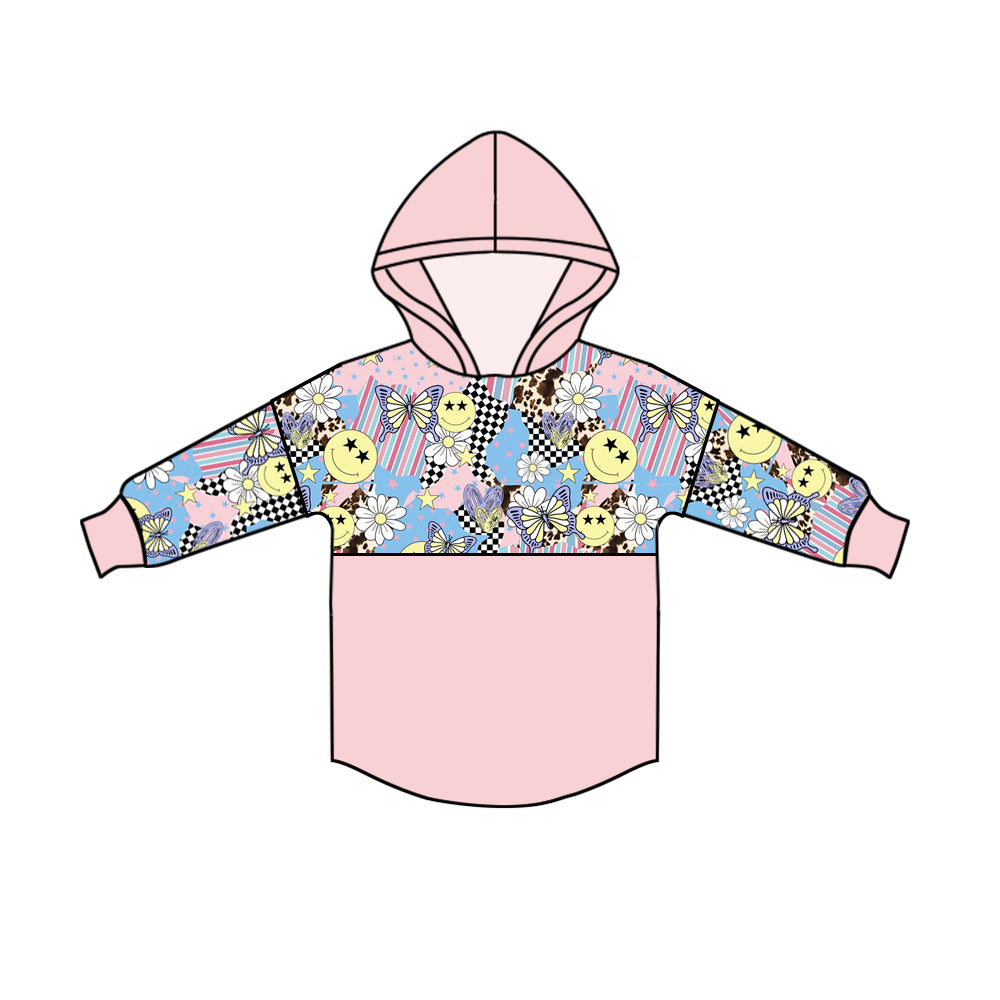 5.14custom each style moq 5eta 4-5week Sibling Sister Smiley butterfly flower prints pink boys and girls outfits and baby romper match family design