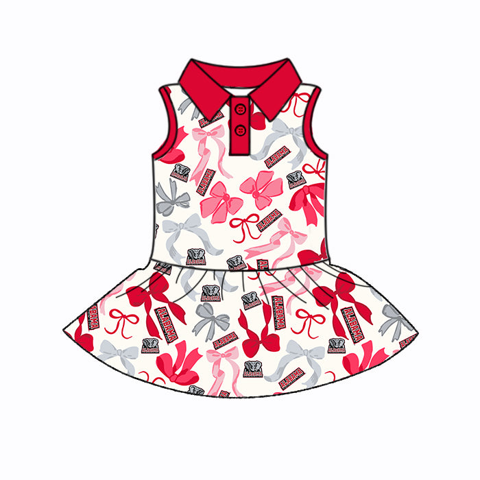 Custom moq 5 mix sizes summer teams baby girls clothes team red short sleeve skirts shorts sets dress 1 and dress 2 and dress 3 and dress 4-25.5.14