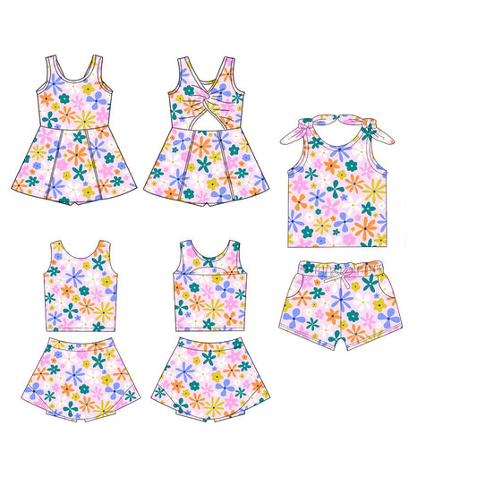 no moq PRE-ORDER baby Girls boys clothes floral Short Sleeve Shorts yoga sets dress-2025.2.21