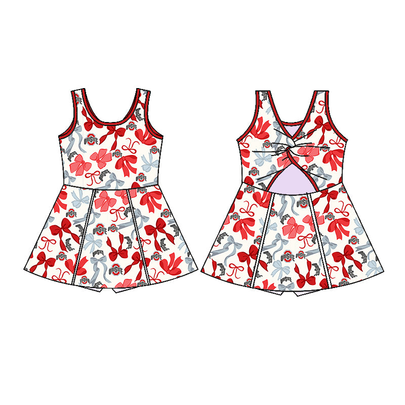 Custom moq 5 mix sizes summer teams baby girls clothes team red short sleeve skirts shorts sets dress 1 and dress 2 and dress 3 and dress 4-25.5.13