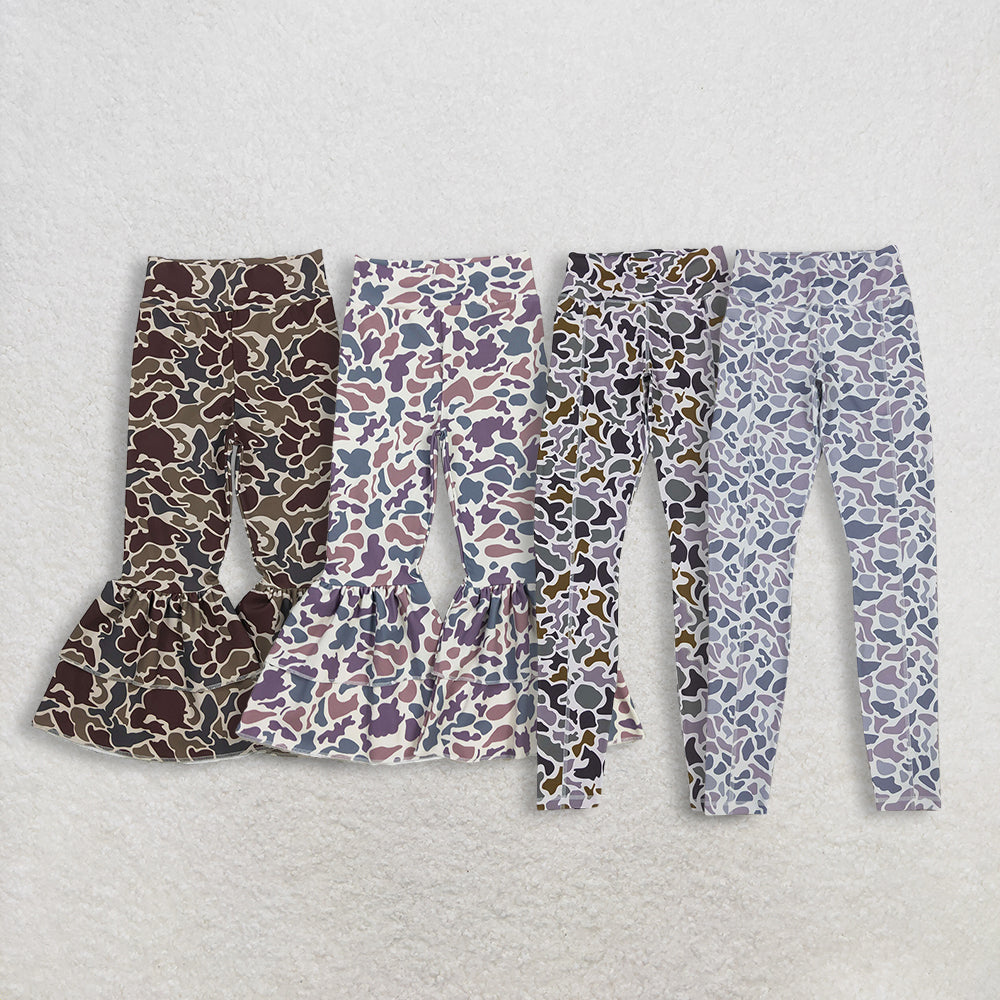 RTS NO MOQ Sibling baby girls clothes and Adult Women's Gray-Green Camouflage Yoga Pants