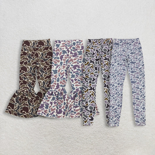 RTS NO MOQ Sibling baby girls clothes and Adult Women's Gray-Green Camouflage Yoga Pants