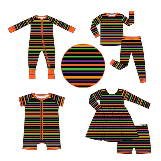 5.10 custom each style moq 5eta 4-5week Sibling Sister Color striped zipper convenience orange girls and boys outfits and baby rompers match family design