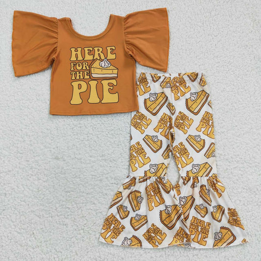 GSPO0679 Girls PIE Cake Brown Lace Short Sleeve Trouser Set