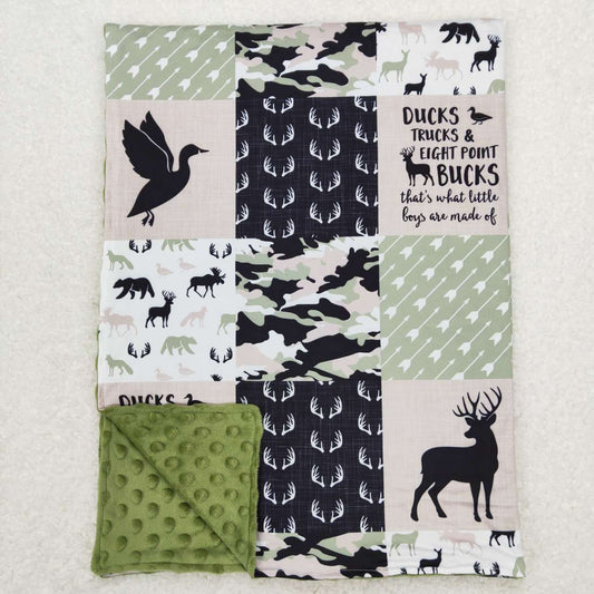 BL0071 Elk and Duck Camouflage Plaid Baby Blanket