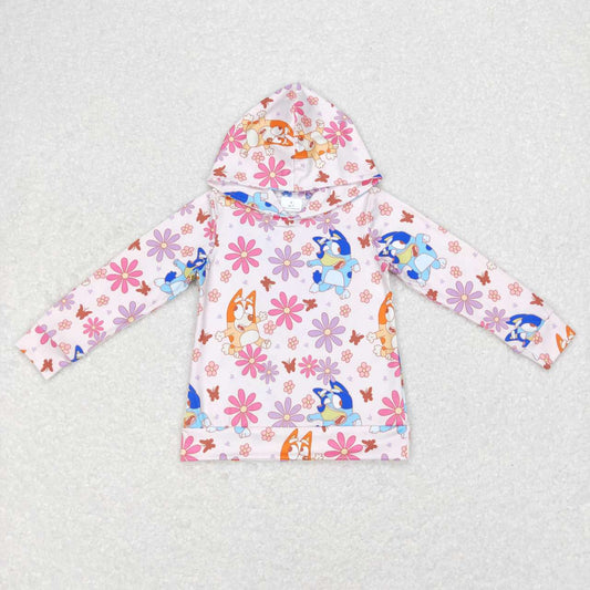 GT0395 bluey floral hooded long sleeve top