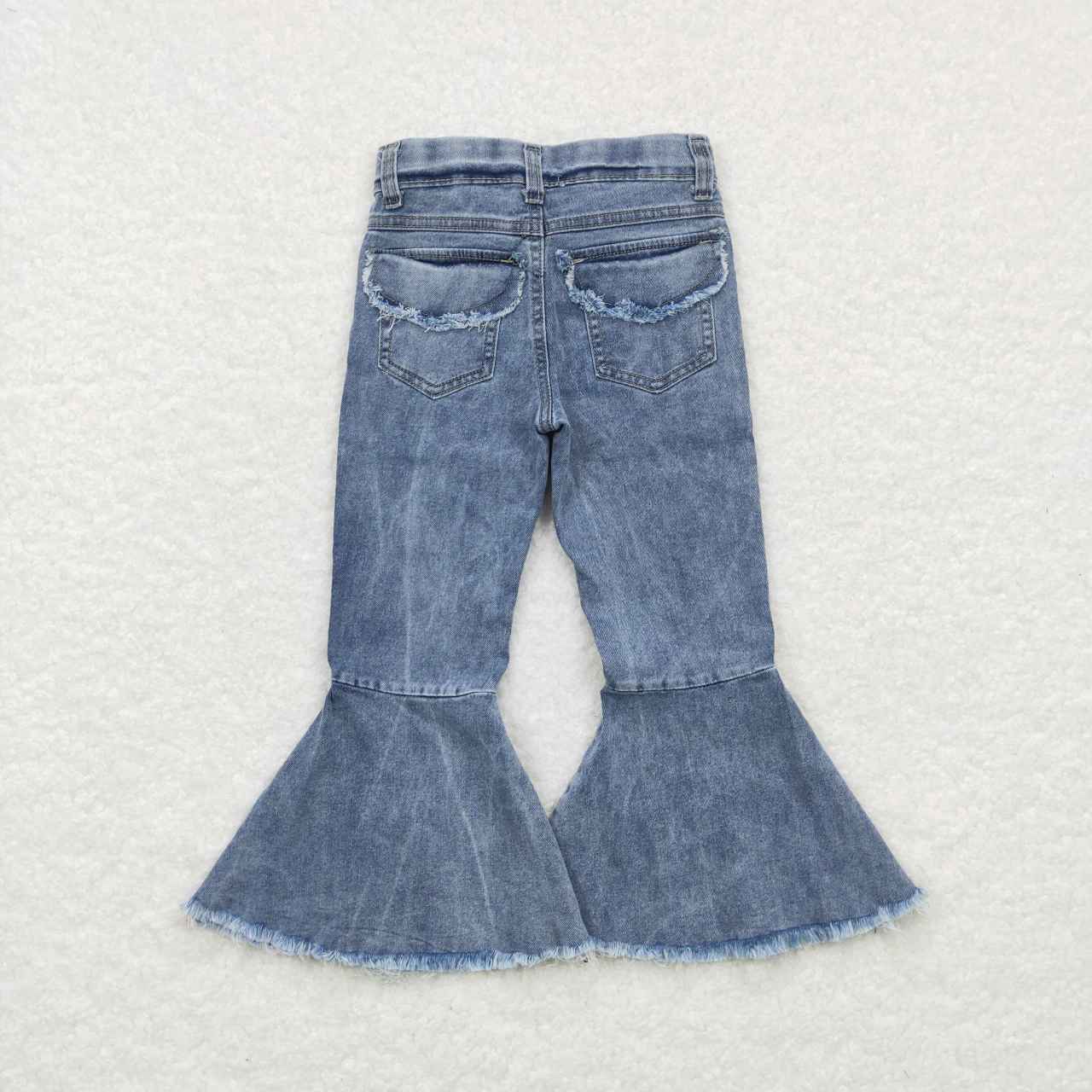 P0325 Light color bell bottom denim trousers