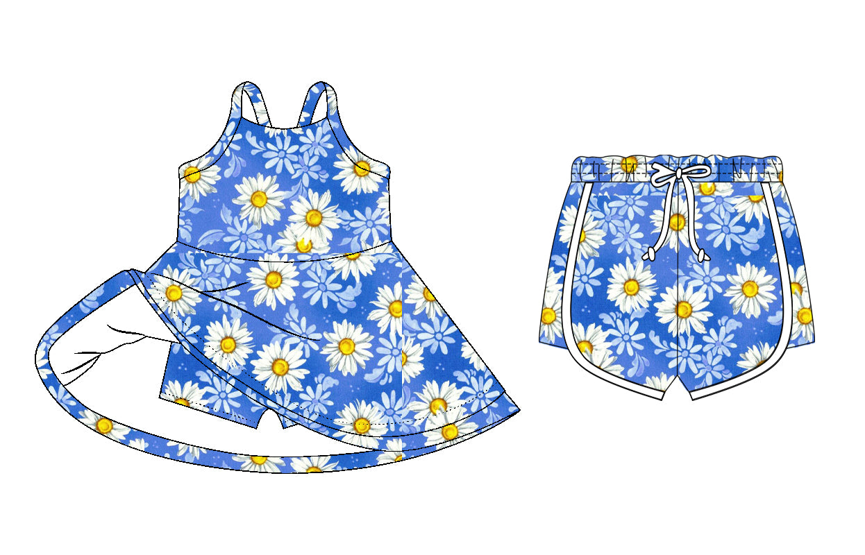 26.1.7 custom each style moq 5 eta 6-8week Sibling Sister floral baby short sleeve dress and shorts match design