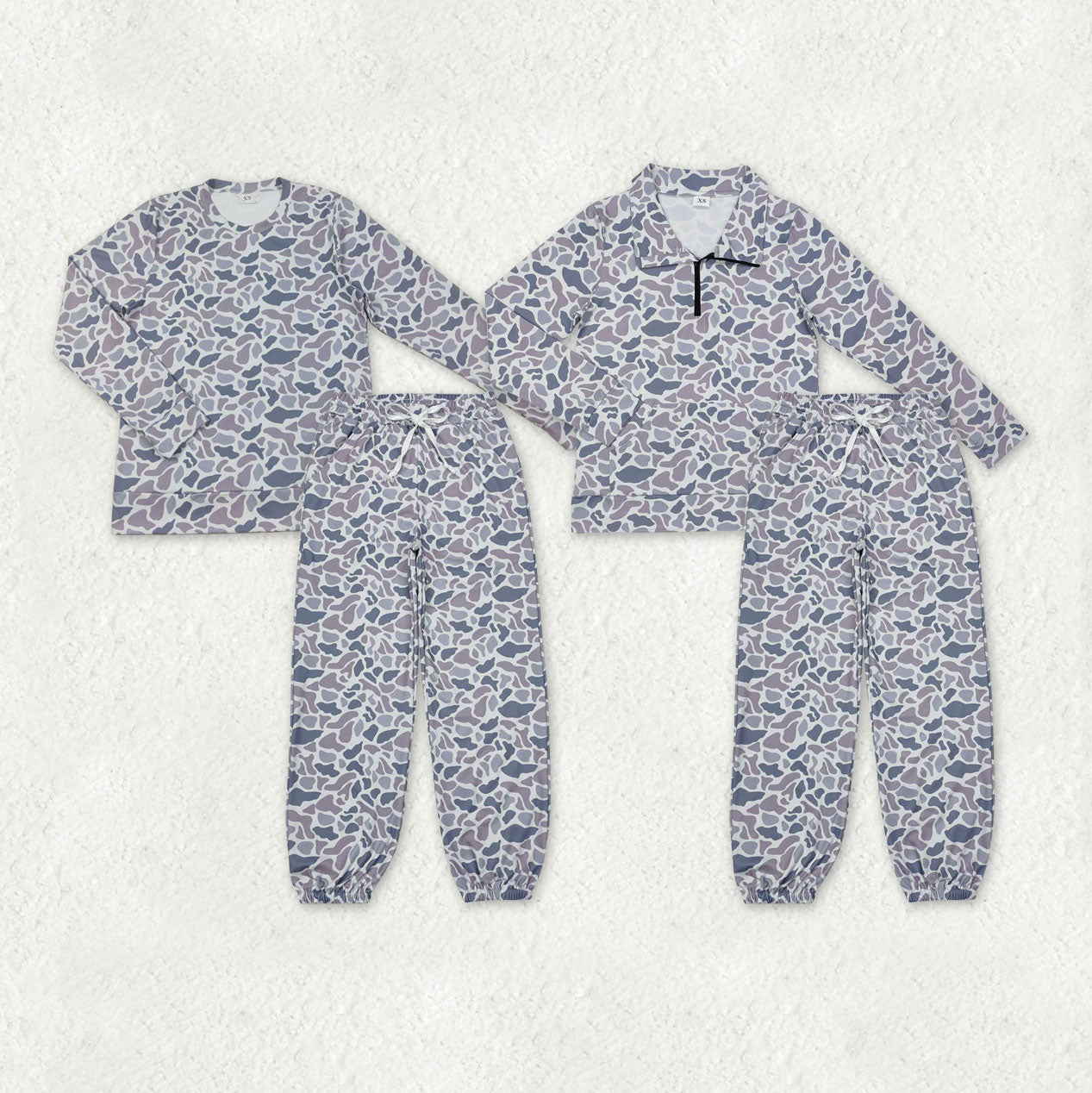 RTS NO MOQ Sibling Adults women clothes yoga camouflage Long Sleeve pants sets