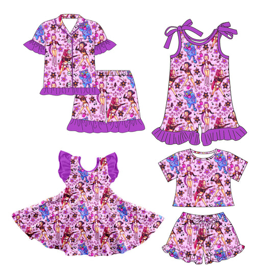 26.1.5 custom each style moq 5 eta 6-8week Sibling Sister baby short sleeve shorts sets 2 and jumpsuit and dress match design