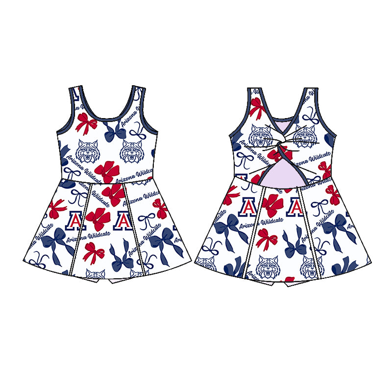 Custom moq 5 mix sizes summer teams baby girls clothes team blue short sleeve skirts shorts sets dress 1 and dress 2 and dress 3 and dress 4-25.5.24