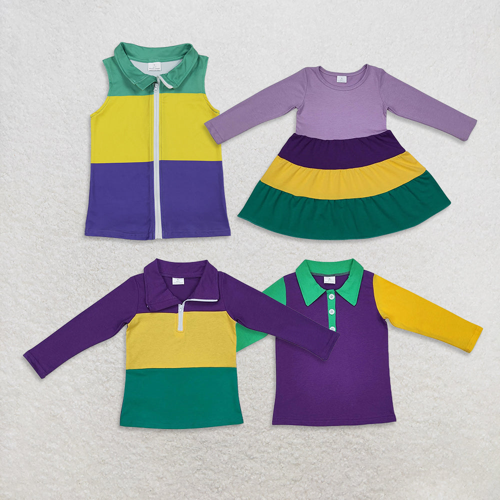 RTS Sibling baby girls boy clothes mardi gras Long Sleeve dress and tops