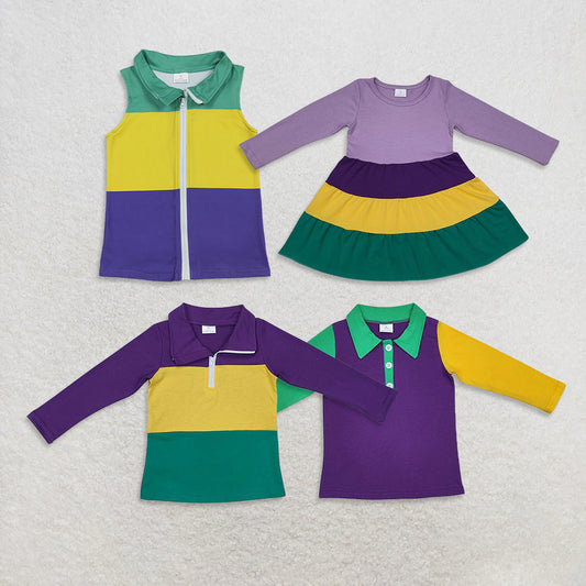 RTS Sibling baby girls boy clothes mardi gras Long Sleeve dress and tops