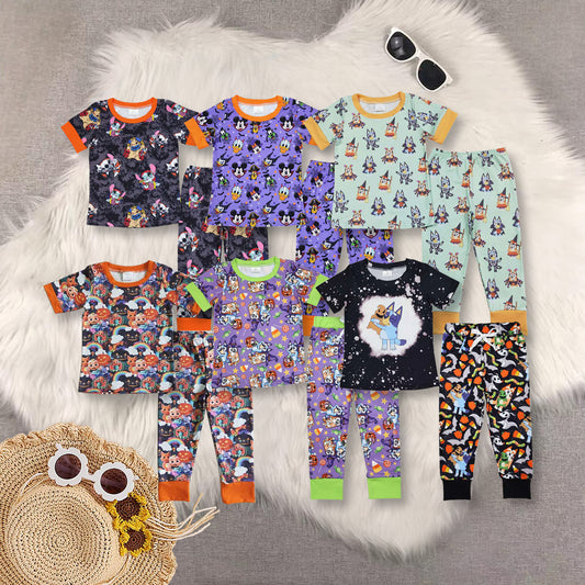 RTS NO MOQ Sibling Baby Boys halloween cartoon Short Sleeve Pants Sets