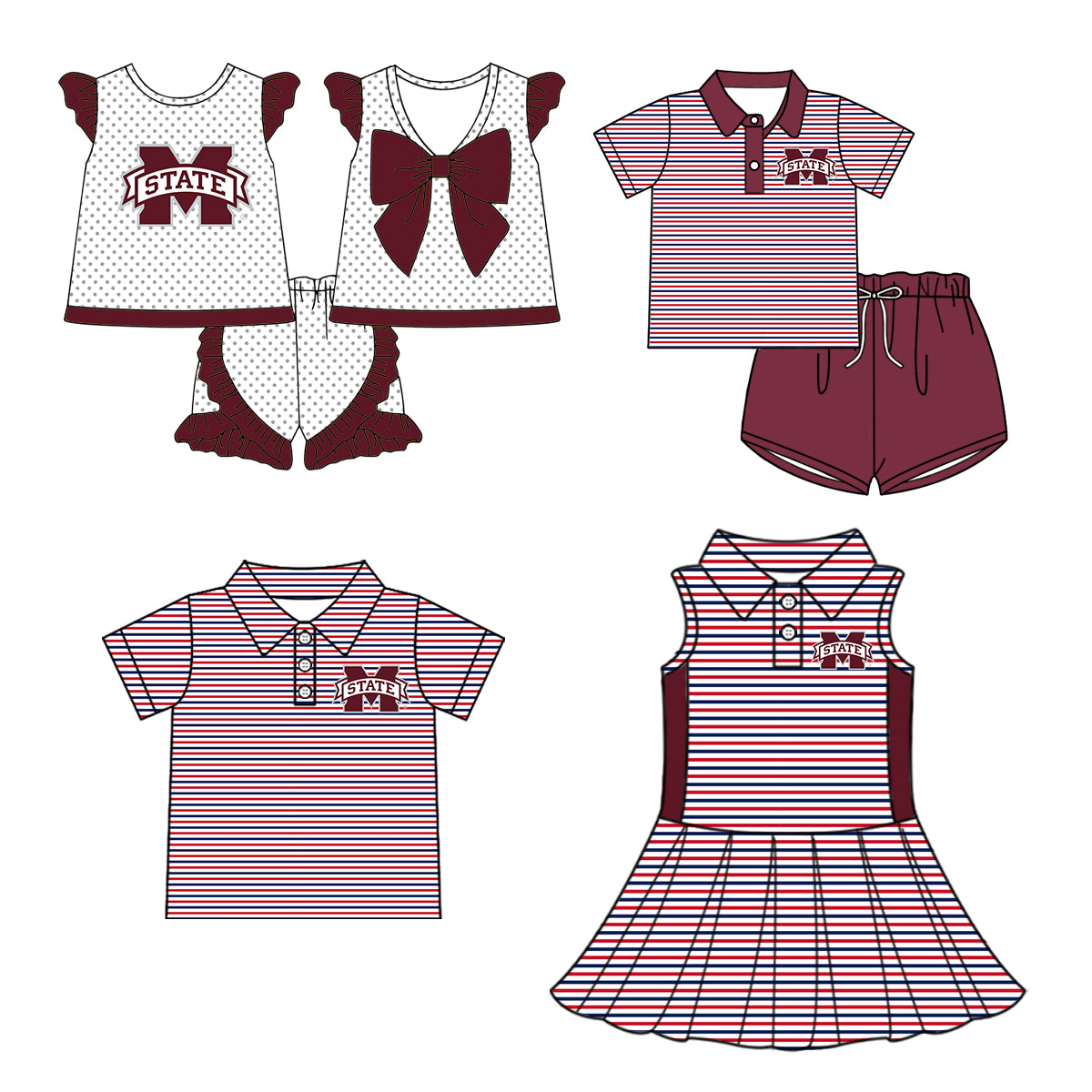 Custom summer teams baby girls clothes team brick red sets dress top-25.5.5