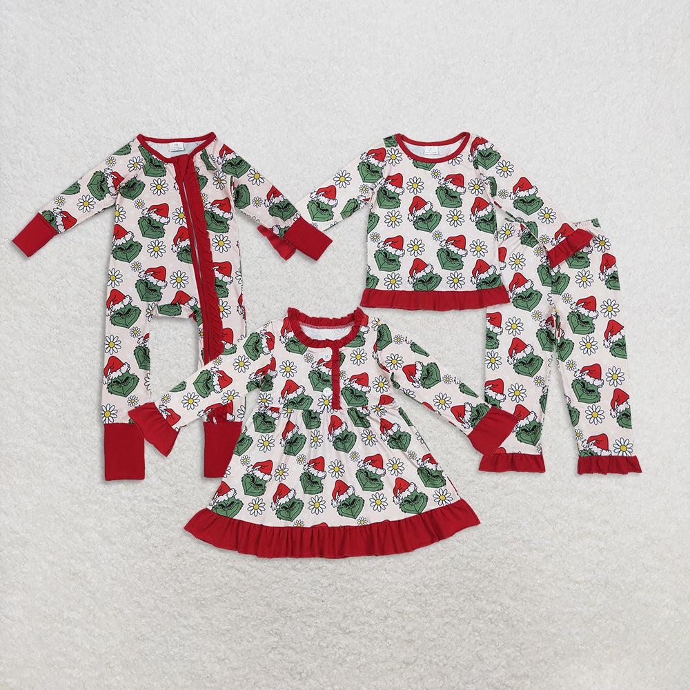 RTS Sibling baby girls clothes Christmas long Sleeve pants sets and dress and rompers