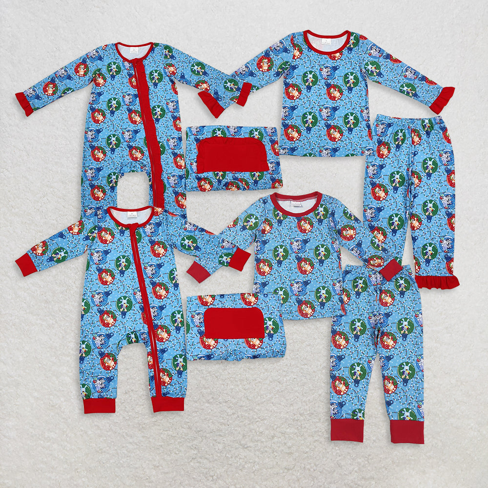 RTS NO MOQ Sibling Baby boys girls Christmas cartoon long-sleeved trousers suit & rompers