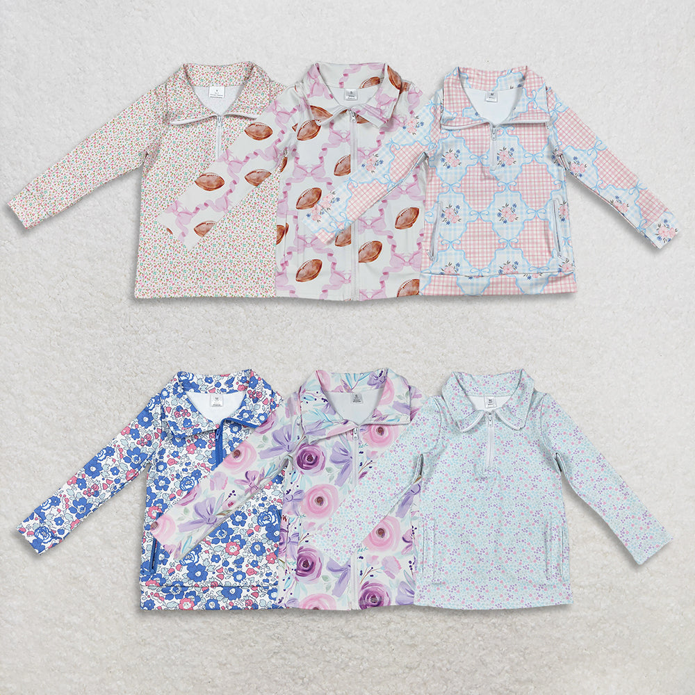 RTS NO MOQ Sibling baby girls clothes yoga Zip-Up Long Sleeve tops