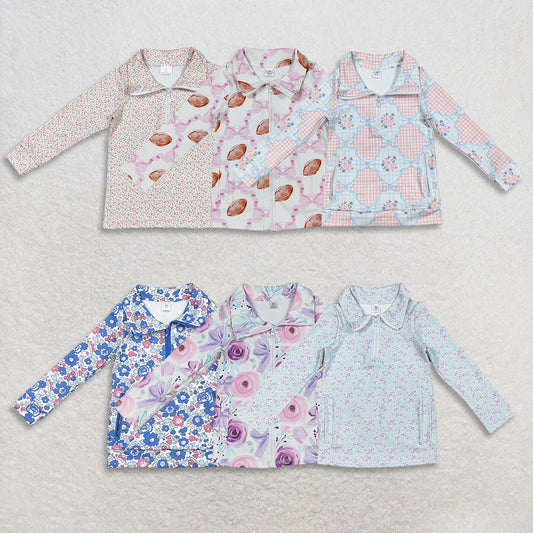 RTS NO MOQ Sibling baby girls clothes yoga Zip-Up Long Sleeve tops
