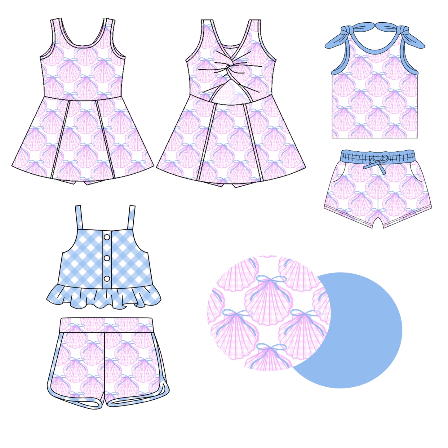 1.21 custom each style moq 5eta 4-6week Sibling Sister baby girl short sleeve shorts sets and sets 2 and dress match design