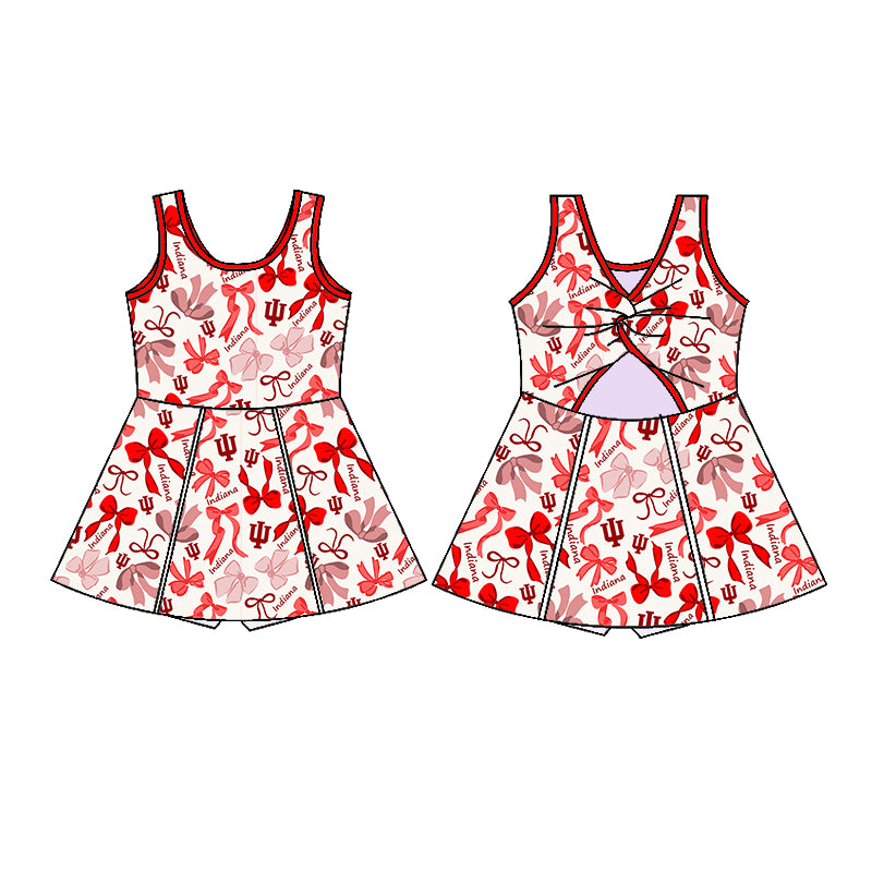 Custom moq 5 mix sizes summer teams baby girls clothes team red short sleeve skirts shorts sets dress 1 and dress 2-25.5.10