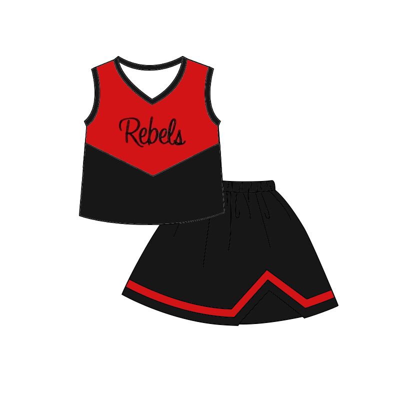 cheer red and black summer outfits no moq