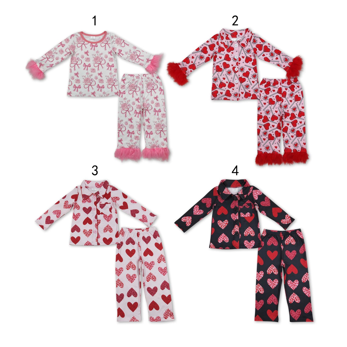 RTS NO MOQ Family Mommy and Me Baby Girls Fur Pajamas sets