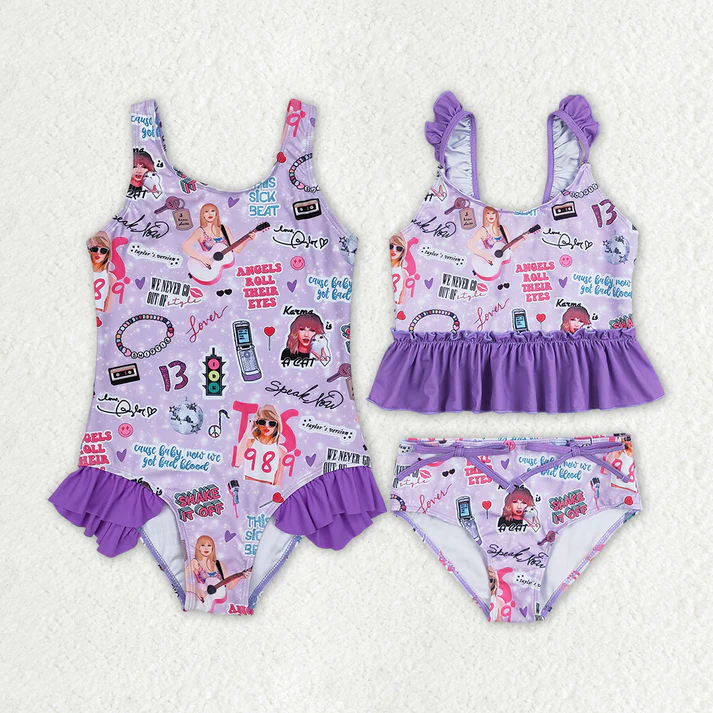 RTS NO MOQ baby girl clothes taylor swift Short Skirt Set & Swimsuit