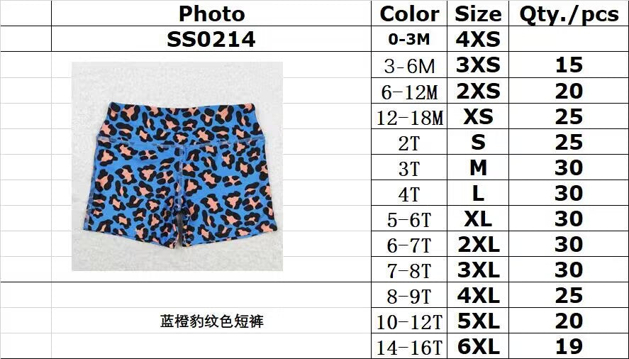 rts no moq SS0214 Blue and orange leopard print shorts