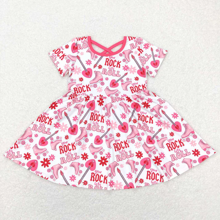 RTS NO MOQ Valentine love short-sleeved dress and short-sleeved pants set