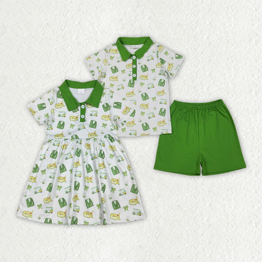 RTS NO MOQ sibling baby girls boy clothes short sleeve Clothes Sets and dress