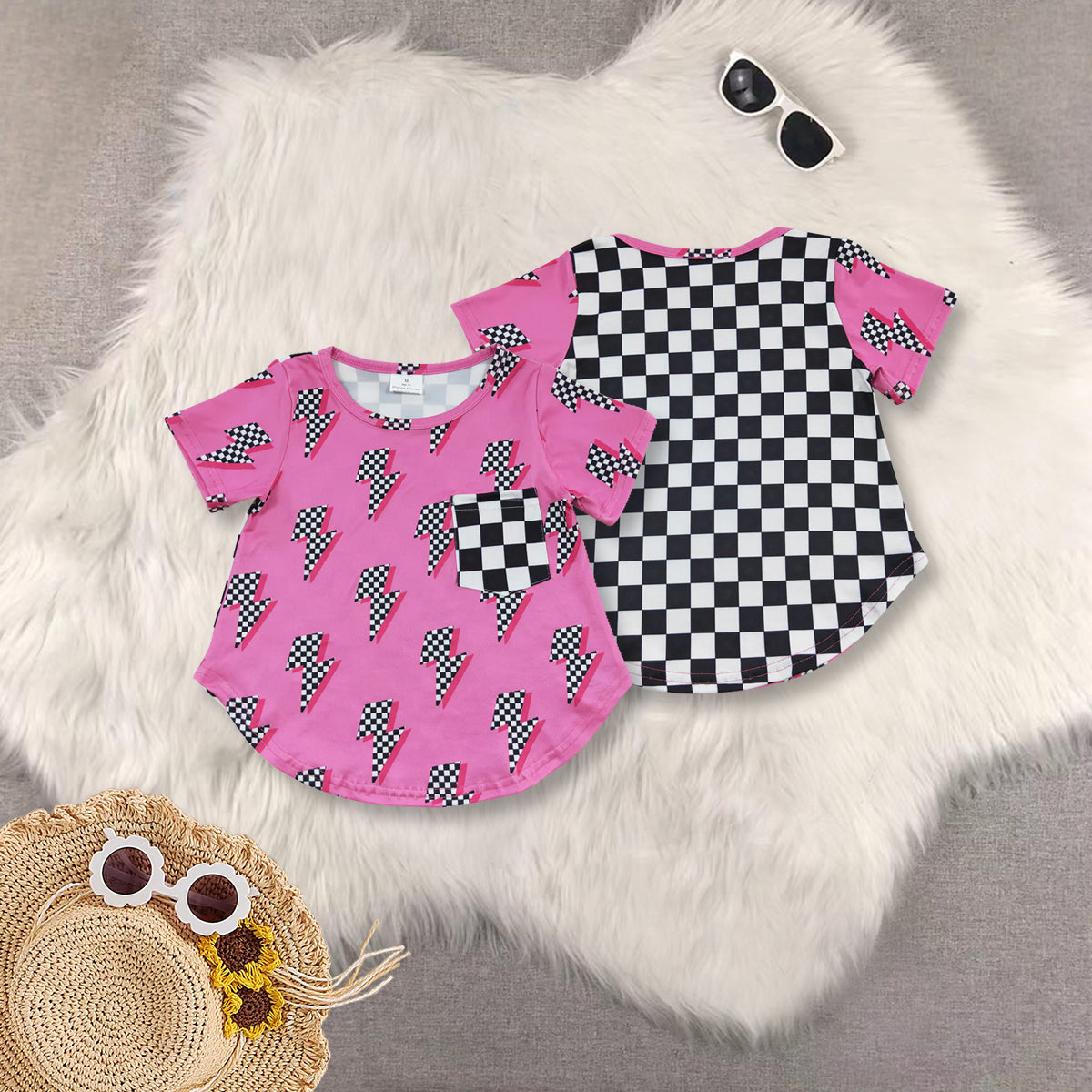 RTS NO MOQ Sibling baby girls clothes rose red short sleeve shorts sets and Top and shorts