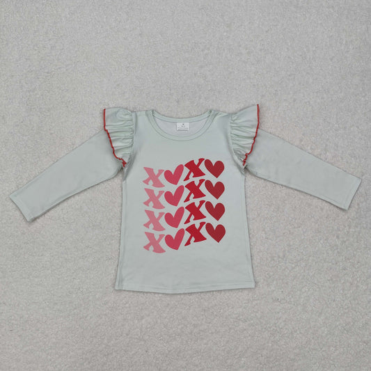 GT0441 xoxo letter love lace long sleeve top
