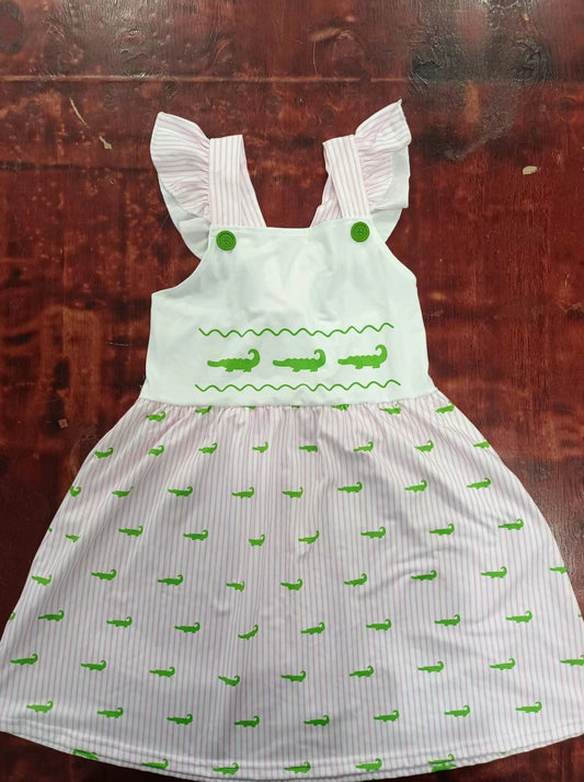 custom moq 5 eta 4-6weeks summer baby girls clothes crocodile flying sleeve skirt dress