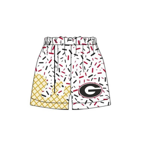 deadline time May 23 close  custom no moq baby girls summer shorts Black Team Ice Cream Shorts