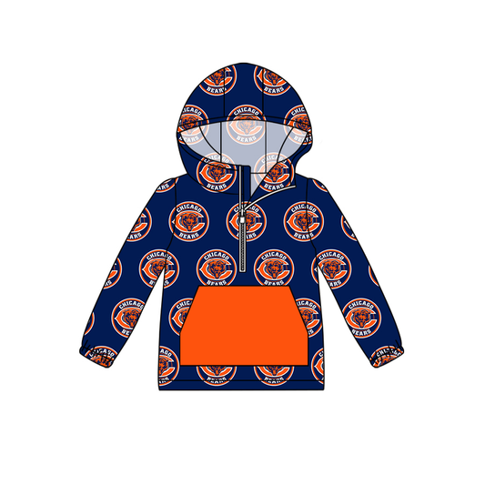 custom moq 3 eta 6-8weeks baby boys clothes dark blue hooded long sleeve pullover