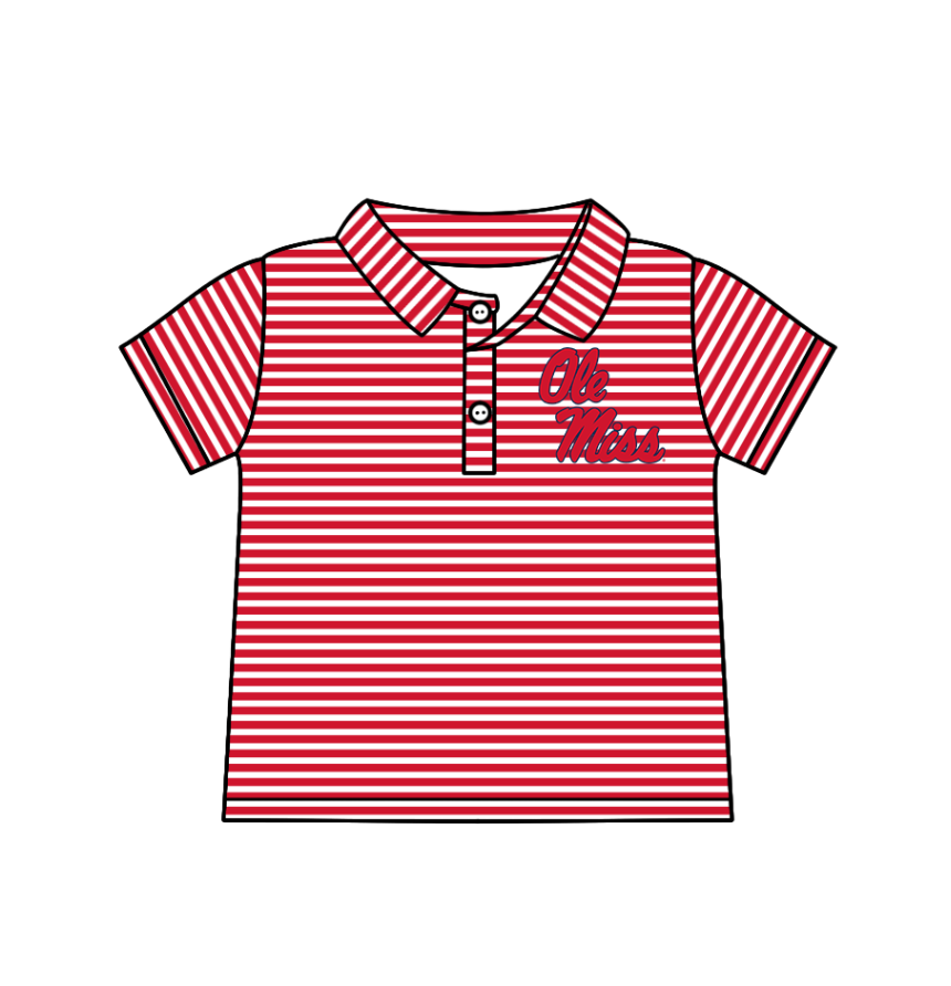 custom moq 3 eta 6-8weeks baby boy clothes team brick red striped short sleeve top-25.4.29