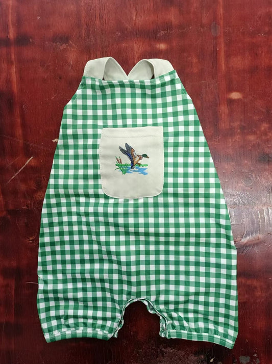 custom moq 5 eta 5weeks mix size baby boys clothes duck green grid vest summer Romper