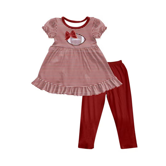 custom moq 3 eta 6-7weeks baby girls clothes team red Short sleeve + trousers suit