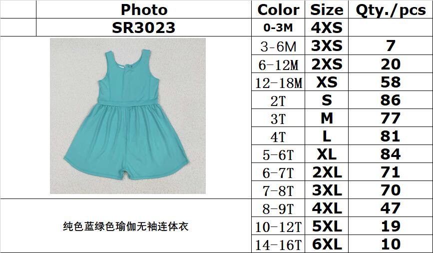 RTS NO MOQ SR3023 Solid Teal Yoga Sleeveless Bodysuit