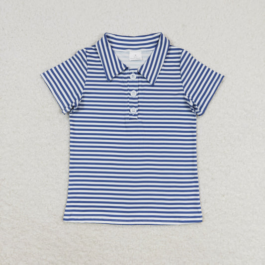 rts no moq BT0654 Navy blue striped short-sleeved top