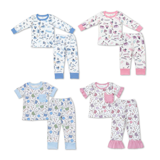 RTS NO MOQ BSPO0410 GSPO1575 BLP0470 GLP1190 Birthday Cake-Hat Long Sleeve Suit & Short Sleeve Long Pants Suit