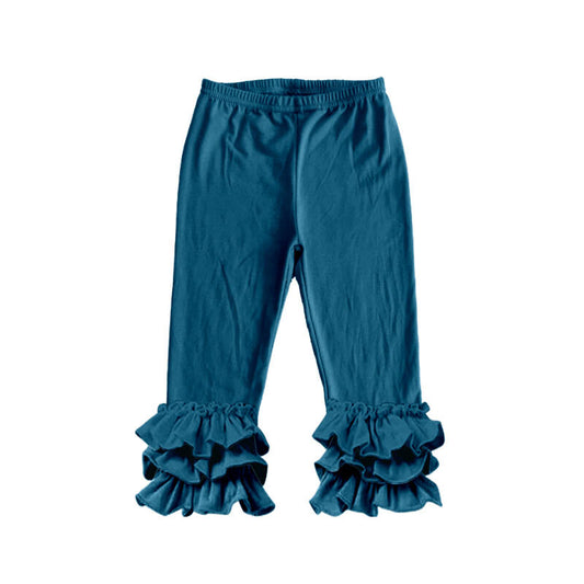 Deadline: February 8th Solid color pleated trousers teal brown ruffle pants