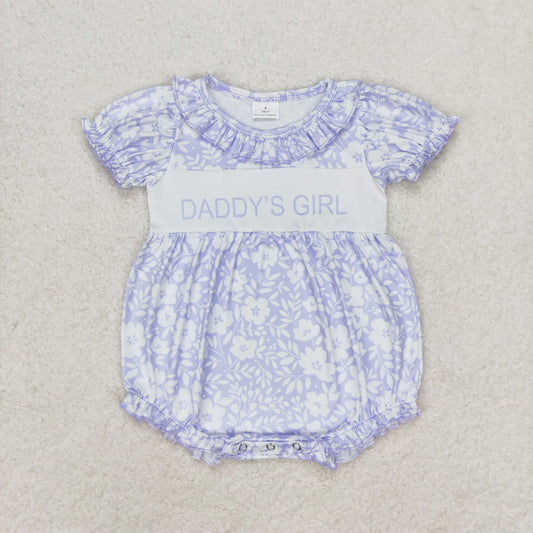 RTS no moq SR1491 daddy's girl blue floral lace short-sleeved jumpsuit