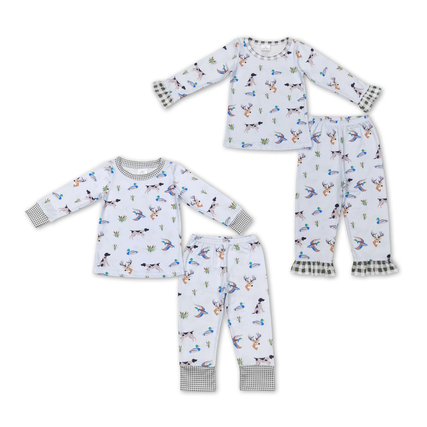 RTS NO MOQ GLP0974  BLP0410  Duck-Elk-Puppy Light Grey Long Sleeve Suit