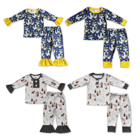 RTS NO MOQ Boys and Girls Angel Kids Pattern Long Sleeve Suit & Character Animal Pattern Long Sleeve Suit