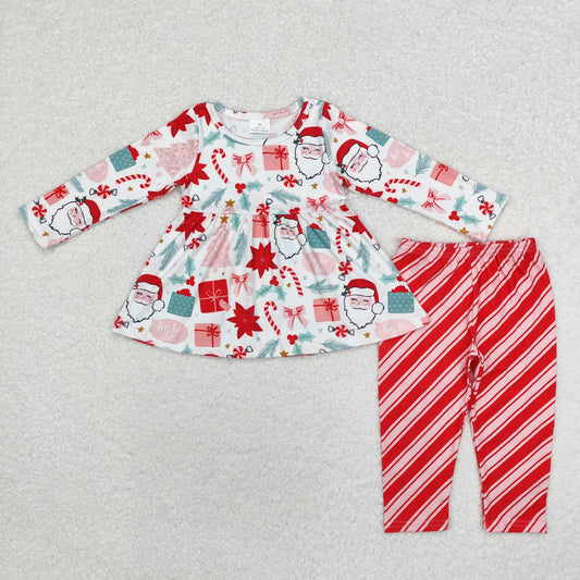 RTS NO MOQ ETA 5/7days GLP1823 Santa Claus gift long-sleeved red striped trousers set