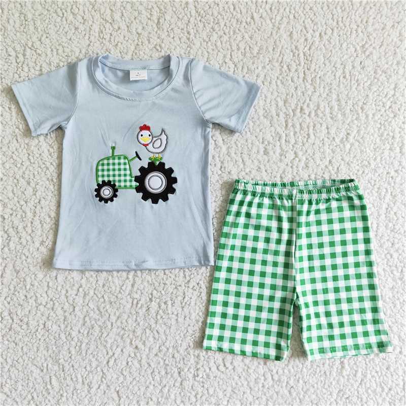 RTS NO MOQ Embroidery short-sleeved shorts suit & short-sleeved sets and romper