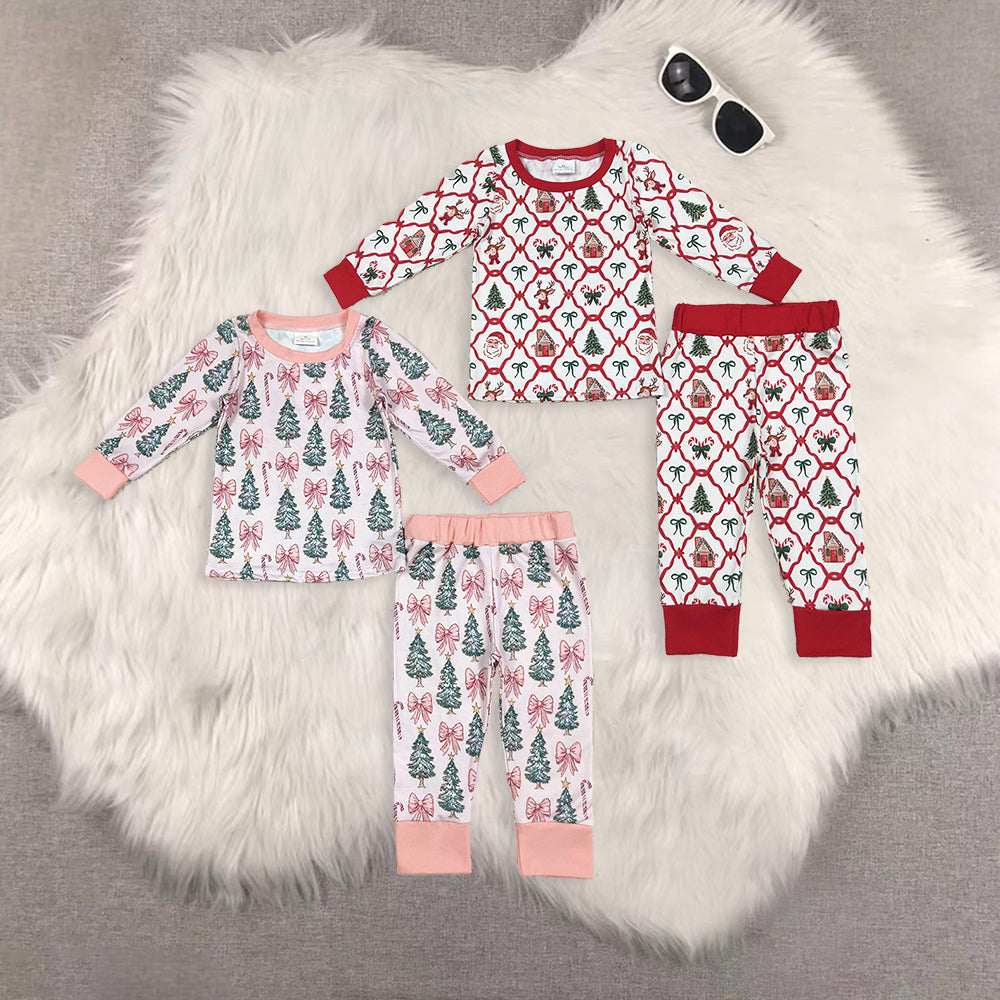 RTS NO MOQ Sibling Baby girls clothes Christmas long-sleeved trousers suits